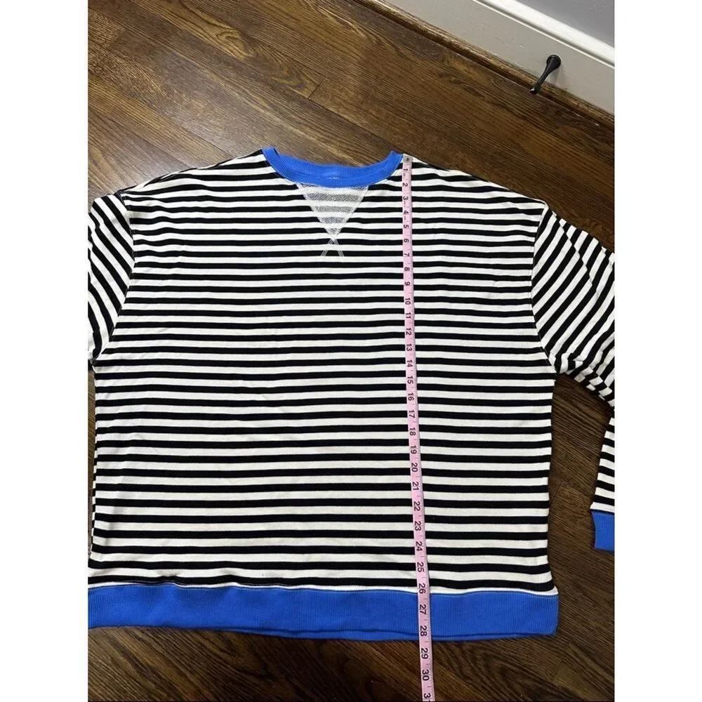 NWT Free People Black Combo Striped Sweatshirt-Size Small